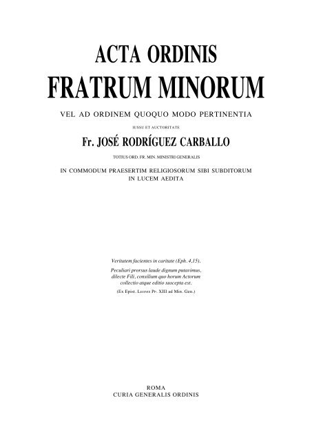 FRATRUMMINORUM - OFM