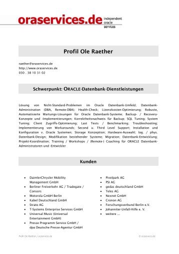 Profil Ole Raether - oraservices.de