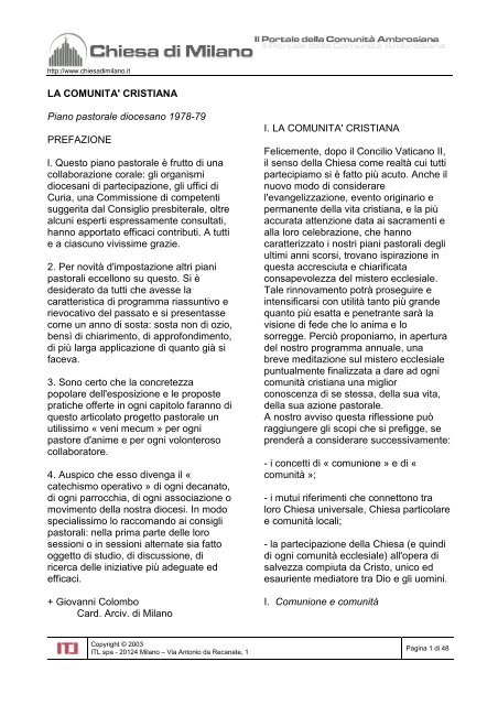 La comunità cristiana - Parrocchia dei Santi Pietro e Paolo di ...