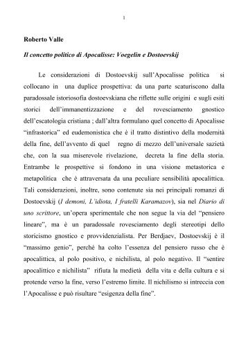 Roberto Valle Il concetto politico di Apocalisse ... - PoliticaMente