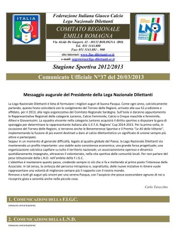 Comunicato N° 37 del 20 marzo 2013 - FIGC Comitato Regionale ...