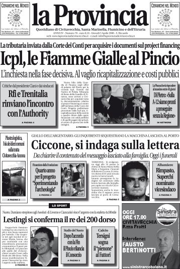 Ciccone, si indaga sulla lettera - La Provincia di Civitavecchia