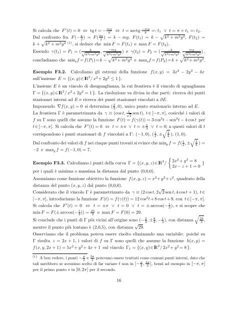 F FUNZIONI IMPLICITE MASSIMI E MINIMI VINCOLATI F1. Il ...