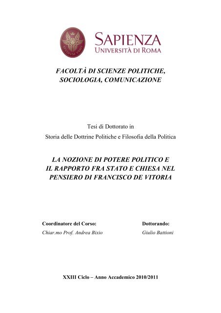 Universita Degli Studi Di Roma Padis Sapienza