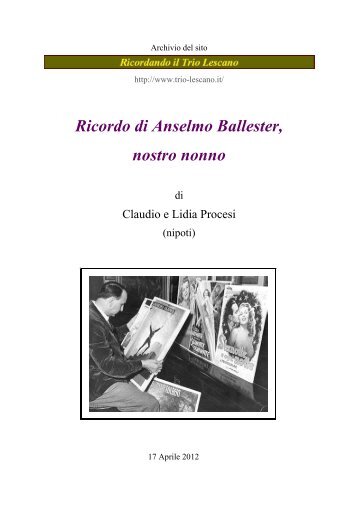 Ricordo di Anselmo Ballester, nostro nonno - Ricordando il Trio ...