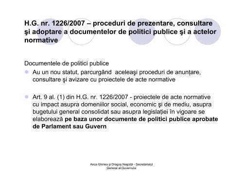 Elaborarea politicilor publice în România -instituţii şi proceduri-