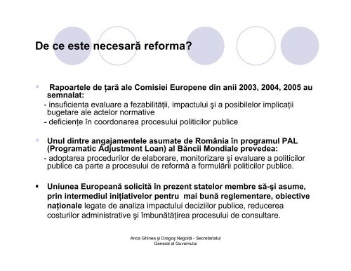 Elaborarea politicilor publice în România -instituţii şi proceduri-