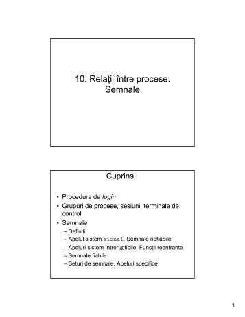 Relatii intre procese. Semnale