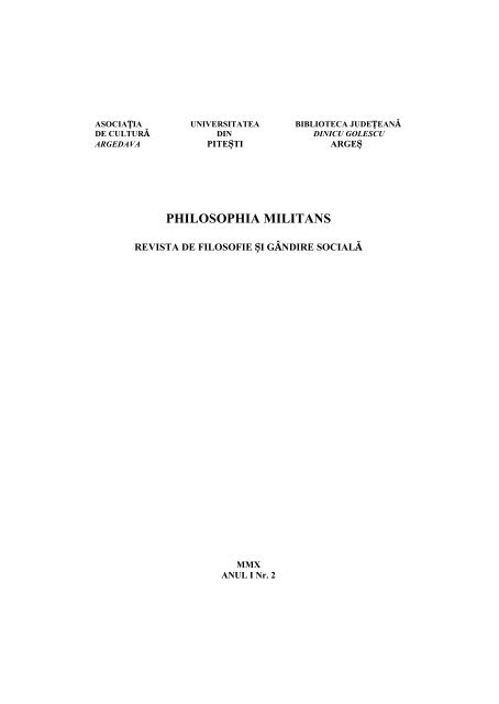 PHILOSOPHIA MILITANS - Biblioteca Judeţeană Argeş