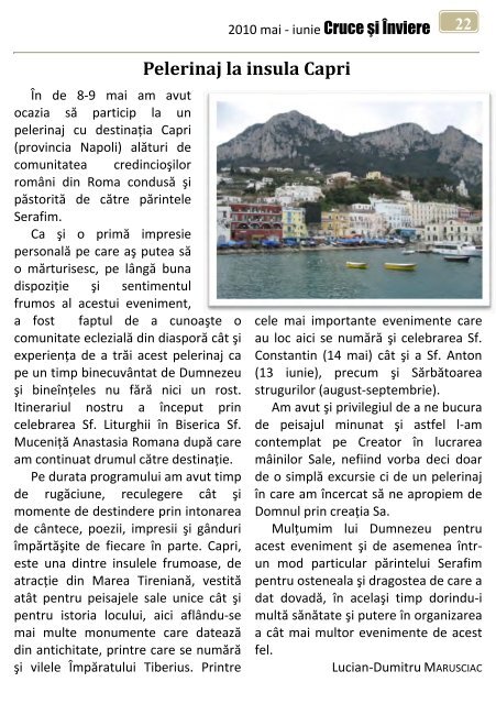Revista parohiei. An VI. Nr. 9 (35). Mai-iunie 2011 - bru-italia.eu