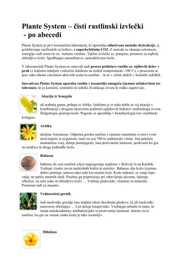 Plante System – čisti rastlinski izvlečki - po abecedi - BioSi