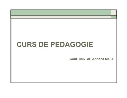 CURS DE PEDAGOGIE - DPPD