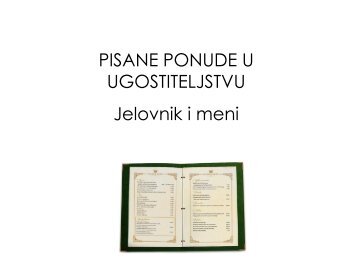 PISANE PONUDE U UGOSTITELJSTVU Jelovnik i meni