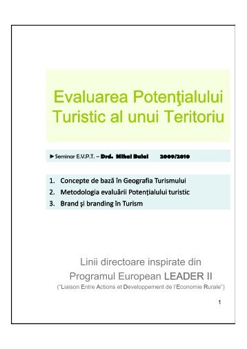 Evaluarea Evaluarea Potenţialului Turistic al unui Teritoriu