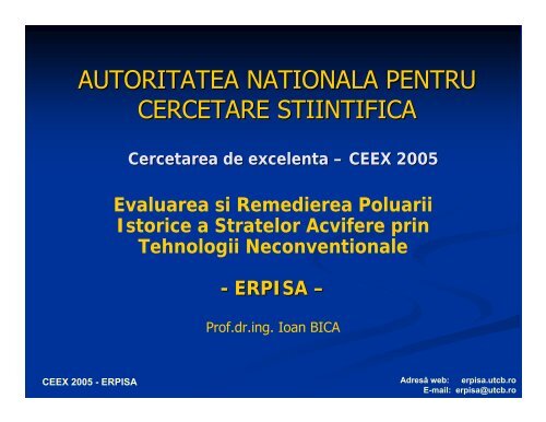 ERPISA - Evaluarea si remedierea poluarii istorice a stratelor ...