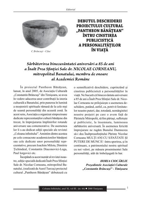 Revista Coloana Infinitului nr. 66 - Brancusi
