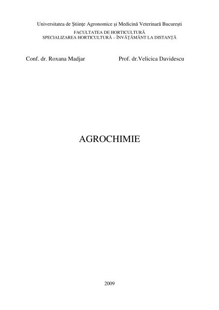 AGROCHIMIE - Facultatea de Horticultura