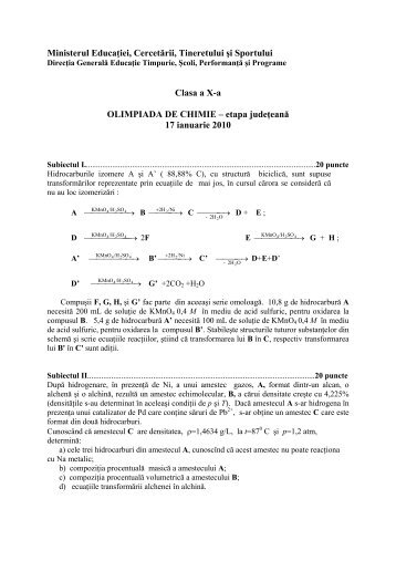 Subiecte etapa judeteana clasa a X-a