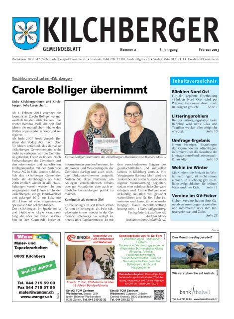 Kilchberger Gemeindeblatt Februar 2013 - Gemeinde Kilchberg