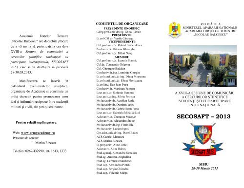 SECOSAFT – 2013 - Academia Forţelor Terestre "Nicolae Bălcescu"
