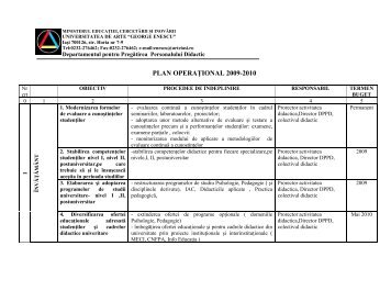 Plan operational - Universitatea de Arte "George Enescu"
