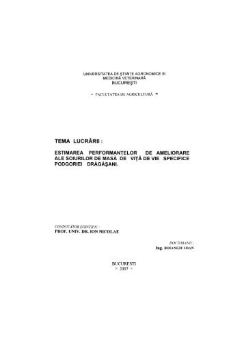 TEMA LUCRĂRII: - biblioteca-usamvb.ro