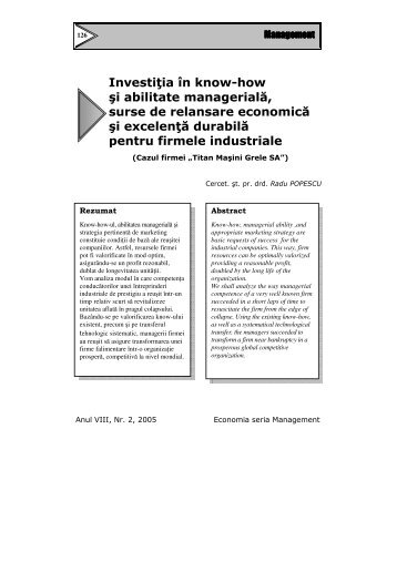 Investi ia în know-how şi abilitate managerială, surse ... - Management