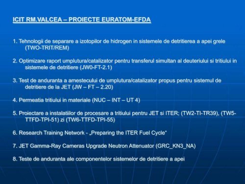 ICIT RM.VALCEA – PROIECTE EURATOM-EFDA - IFA