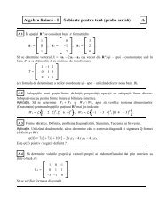 Algebra liniară - I Subiecte pentru teză (proba scrisă) A