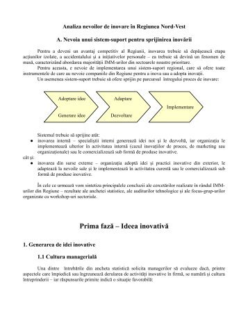 Analiza nevoilor de inovare in Regiunea Nord-Vest - ADR Nord-Vest