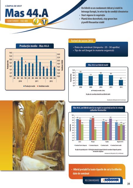 Ghidul rezultatelor hibrizilor - ROMÂNIA 2013 - Maïsadour Semences