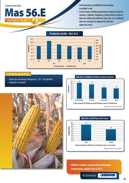 Ghidul rezultatelor hibrizilor - ROMÂNIA 2013 - Maïsadour Semences