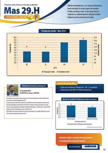 Ghidul rezultatelor hibrizilor - ROMÂNIA 2013 - Maïsadour Semences