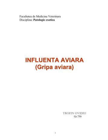 INFLUENTA AVIARA (Gripa aviara) - ReferateOK