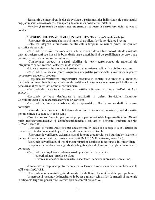 Regulament de Organizare si Functionare - Spitalul de Urgenta Bacau