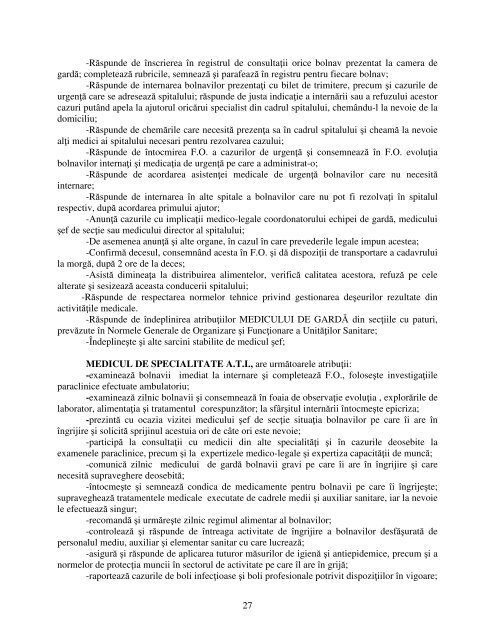 Regulament de Organizare si Functionare - Spitalul de Urgenta Bacau