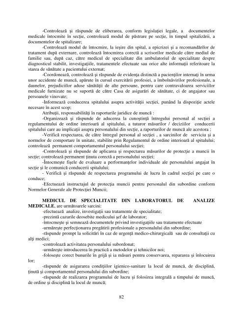 Regulament de Organizare si Functionare - Spitalul de Urgenta Bacau