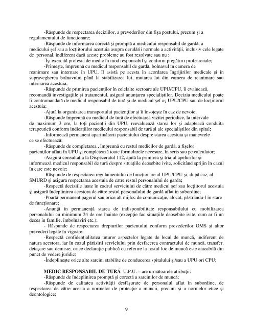 Regulament de Organizare si Functionare - Spitalul de Urgenta Bacau