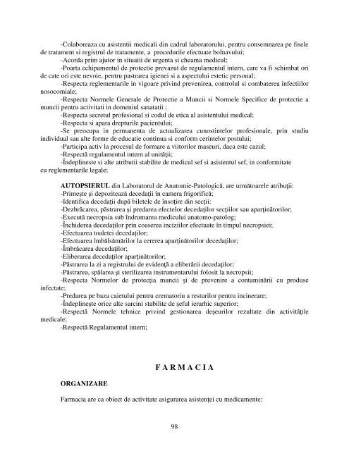 Regulament de Organizare si Functionare - Spitalul de Urgenta Bacau