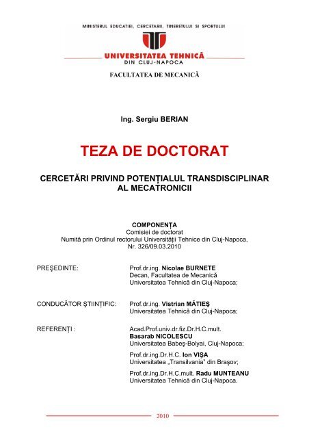 teza de doctorat cercetări privind potenţialul transdisciplinar al ...