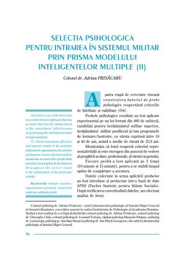 Selecţia psihologică pentru intrarea