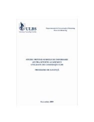 Studiu privind sursele de informare asupra ofertei academice ULBS