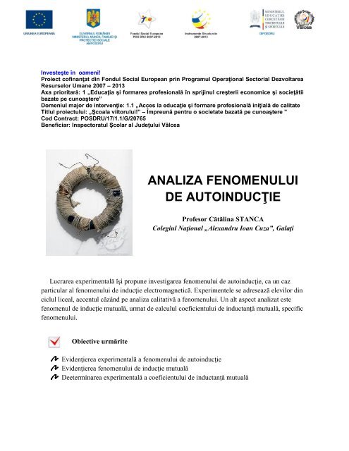 ANALIZA FENOMENULUI DE AUTOINDUCŢIE