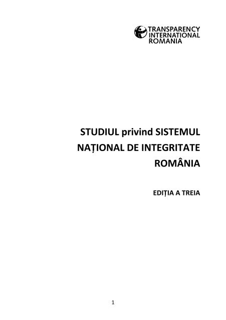 STUDIUL privind SISTEMUL - Transparency International Romania