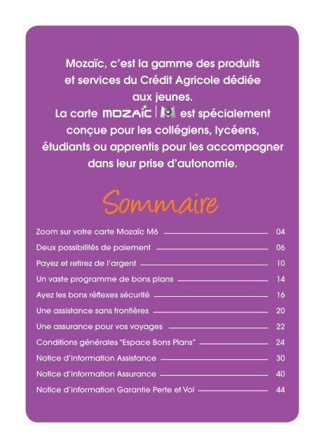 Guide carte Mozaîc-M6 - Crédit Agricole Mutuel Pyrénées Gascogne