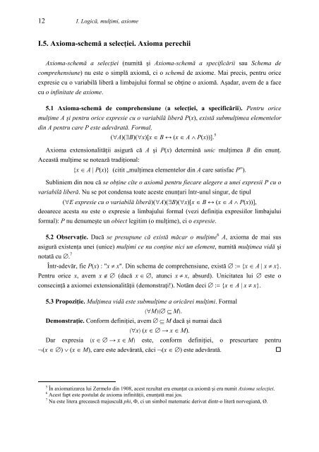 Partea a II-a Elemente de teoria mulţimilor şi aplicaţii