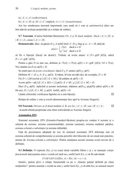 Partea a II-a Elemente de teoria mulţimilor şi aplicaţii