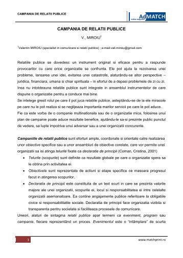 CAMPANIA DE RELATII PUBLICE - matchprint.ro