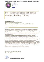 Biocenoza unui ecosistem natural terestru - Pădurea Trivale