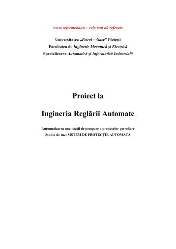 Proiect la Ingineria Reglării Automate - ReferateOK